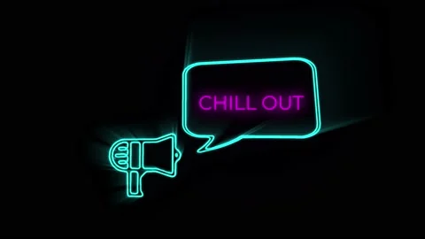 Retro style megaphone with speech bubble Chill animated text with moving colours Stock Footage 153850100