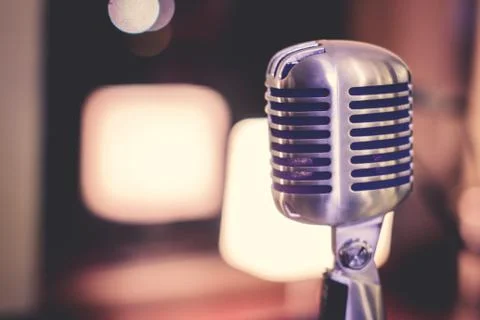 Retro style microphone  Stock Photos