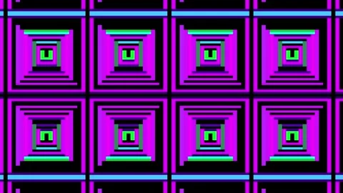 Retro style neon square tile lights vj loop Stock Footage 240324903