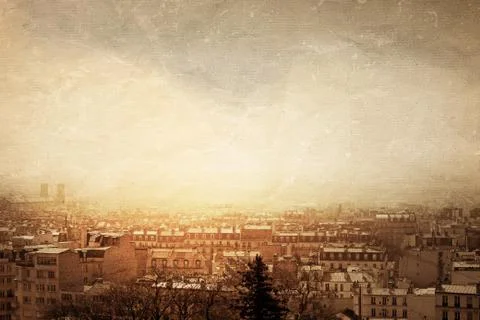 Retro style paris イラスト素材