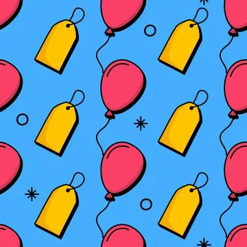 Retro style pattern tags and balloons on a blue background shopping concept V Stock Illustration