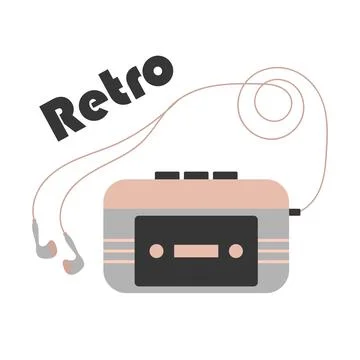 Retro style player isolated on a white background with retro inscription Stock Illustration