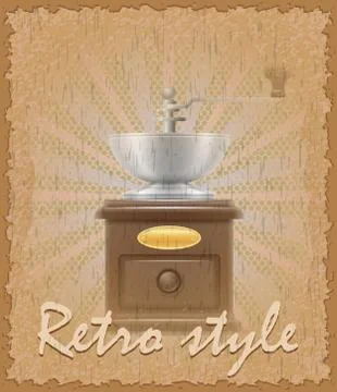 Retro style poster old coffee mill vector illustration Stock Illustration