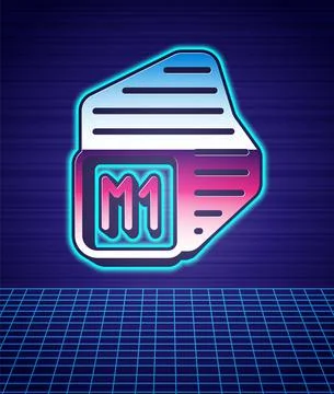 Retro style Processor icon isolated futuristic landscape background. CPU Stock Illustration