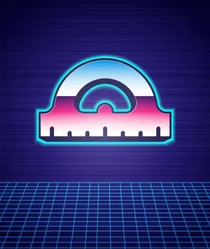 Retro style Protractor grid for measuring degrees icon isolated futuristic .. Stock Illustration
