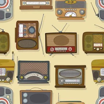 Retro style radio repeating pattern vector illustration Stock Illustration