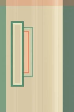 Retro-style rectangular line artwork in muted green and beige, featuring st.. Stock Illustration