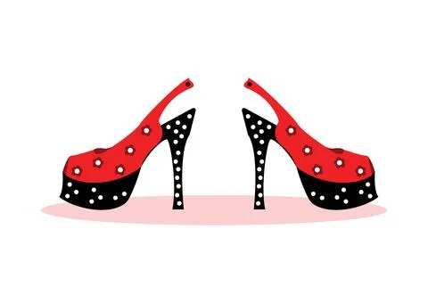 Retro Style Red Heels Stock Illustration