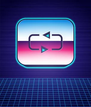 Retro style Repeat button icon isolated futuristic landscape background. 80s Stock Illustration