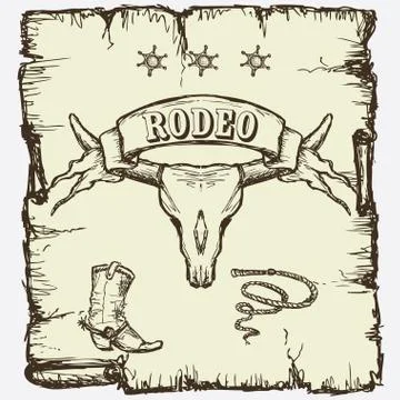 Retro style Rodeo  poster Stock Illustration