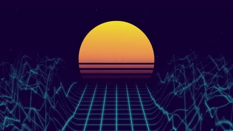 Retro style scene with pixelated lines and simple circular shape Stock Footage 185648553