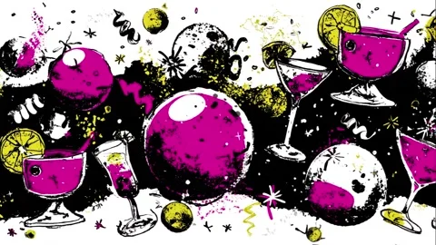 Retro-style seamless art of colored lights and party vibes Stock Footage 308142189