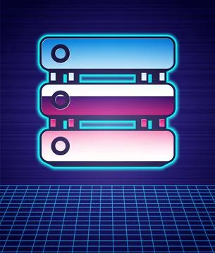 Retro style Server, Data, Web Hosting icon isolated futuristic landscape Illustrazione stock