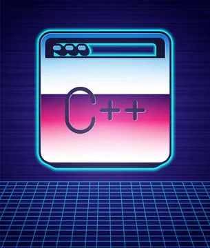 Retro style Software, web developer programming code icon isolated futuristic Illustrazione stock