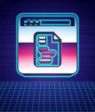 Retro style Software, web developer programming code icon isolated futuristic 스톡 일러스트