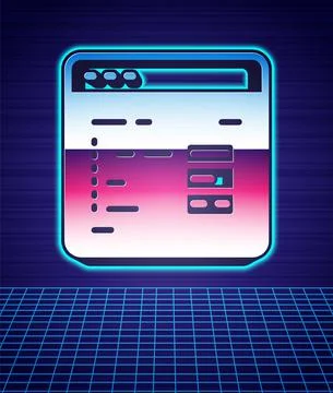 Retro style Software, web developer programming code icon isolated futuristic 스톡 일러스트