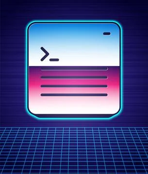 Retro style Software, web developer programming code icon isolated futuristic Illustrazione stock