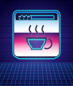 Retro style Software, web developer programming code icon isolated futuristic Stockillustratie