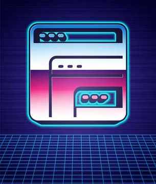 Retro style Software, web developer programming code icon isolated futuristic Illustrazione stock