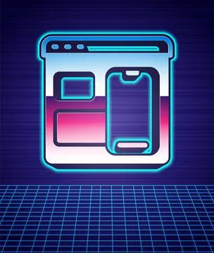 Retro style Software, web developer programming code icon isolated futuristic Illustrazione stock
