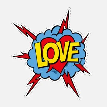 Retro style sticker patch badge with sound effect Ilustración de archivo
