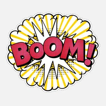 Retro style sticker patch badge with sound effect Ilustración de archivo