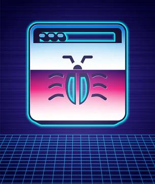 Retro style System bug concept icon isolated futuristic landscape background Illustrazione stock
