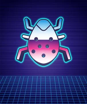 Retro style System bug concept icon isolated futuristic landscape background Illustrazione stock