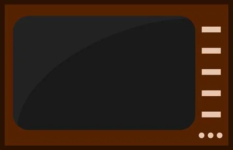 Retro-style television set featuring a brown casing and distinct control knobs. Stock Illustration