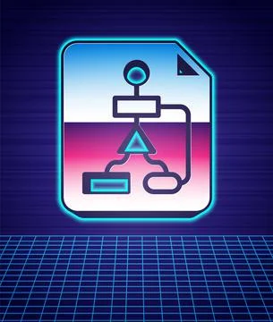 Retro style Tile flowchart for program design or process management plan icon Stock Illustration
