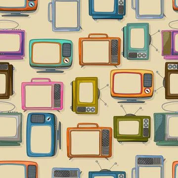 Retro style tv repeating pattern vector illustration Stock Illustration