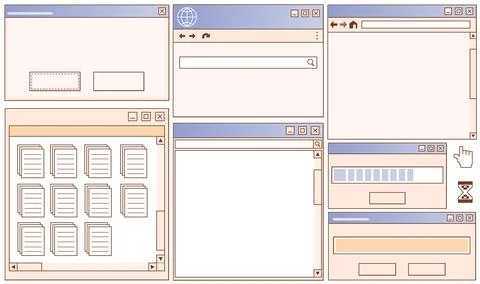 Retro style user interface mockup set Stock Illustration