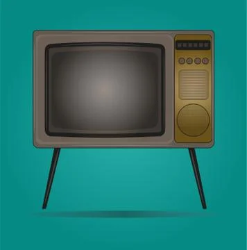 Retro style vector Illustration of an old fashioned television Stock Illustration