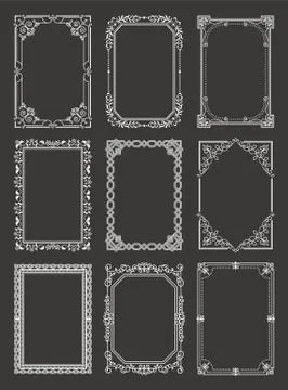 Retro Style Vintage Frames Set Ornamental Graphic Illustrazione stock