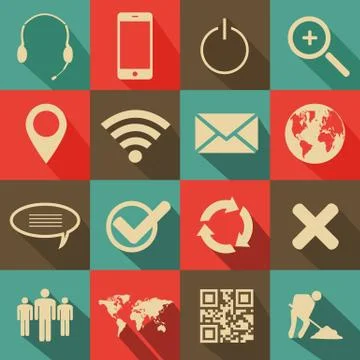 Retro style web and mobile icons Stock Illustration
