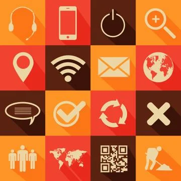 Retro style web and mobile icons Stock Illustration