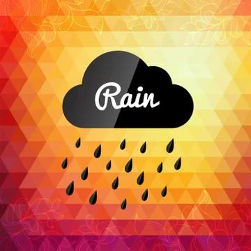 Retro styled autumn rain cloud design card Stock Illustration
