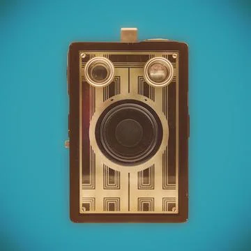 Retro styled image of an ancient box camera Photos
