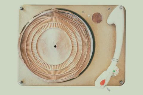 Retro styled image of an ancient weathered turntable Foto stock
