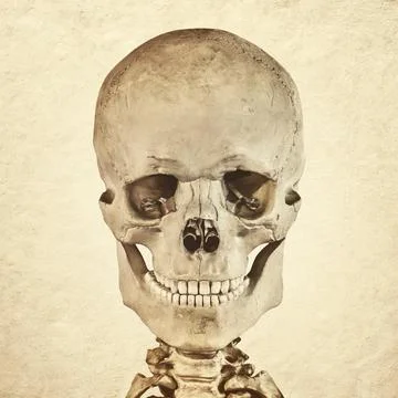 Retro styled image of an antique human skull Stock Photos