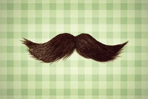 Retro styled image of a moustache in front of green wallpaper Stock Illustration