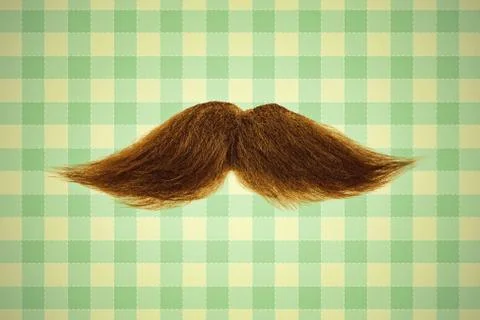 Retro styled image of a moustache in front of green wallpaper Stock Illustration