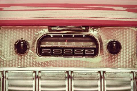 Retro styled image of an old car radio Foto stock