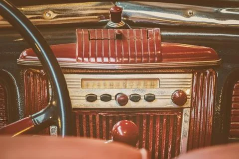 Retro styled image of an old car radio Foto stock