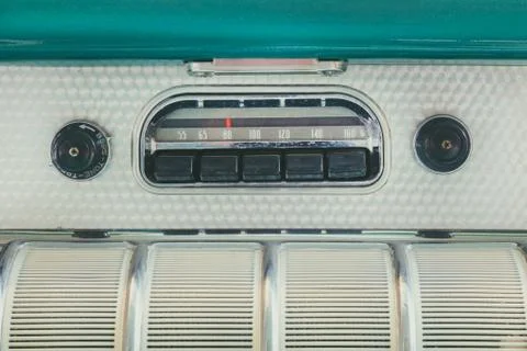 Retro styled image of an old car radio Stock Photos