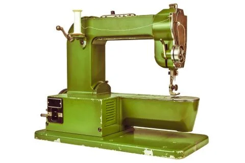 Retro styled image of a sewing machine isolated on white Stock Photos
