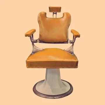 Retro styled image of a vintage leather brown barber chair Stock Illustration