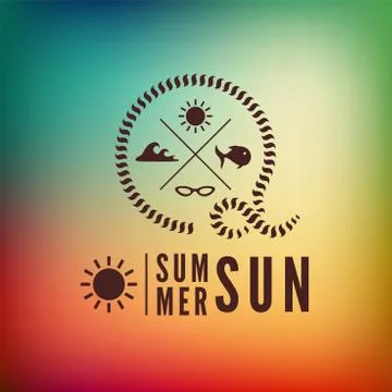Retro styled summer calligraphic design card Stock Illustration