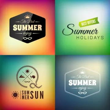 Retro styled summer calligraphic design card set Illustrazione stock