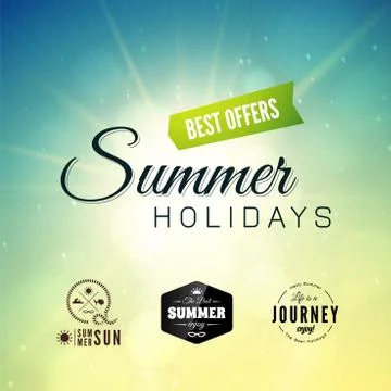 Retro styled summer calligraphic design card set Stock Illustration